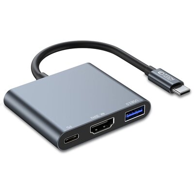 Stacja dokująca TECH-PROTECT V1-HUB 3w1 USB Typu C, Pasywna Szary