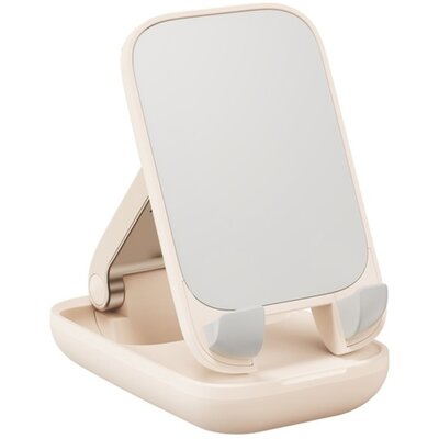 Uchwyt na telefon BASEUS Seashell Jasnoróżowy + lusterko