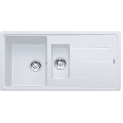 Zlewozmywak półtorakomorowy z ociekaczem FRANKE Basis BFG 651-97 114.0676.276 Biały polarny 50x97
