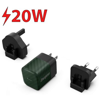 Ładowarka sieciowa ENERGIZER Ultimate Multiplug GaN 20W PD Zielony