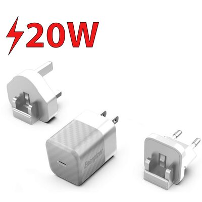 Ładowarka sieciowa ENERGIZER Ultimate Multiplug GaN 20W PD Srebrny
