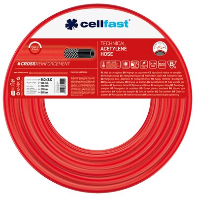 Wąż do acetylenu 9x3x50m *