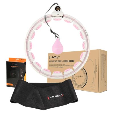 Hula hop HMS HHW06 Różowy + pas wyszczuplający BR163 Czarny