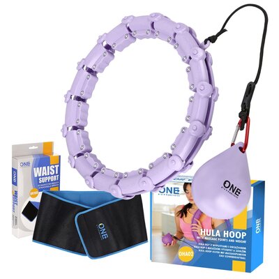Hula hop ONE FITNESS OHA02 Fioletowy + pas wyszczuplający BR160 Niebieski