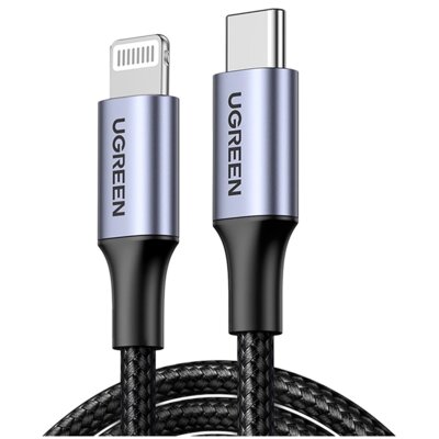 Kabel Lightning - USB-C UGREEN US304 20W 1.5 m Czarno-szary