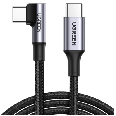 Kabel kątowy USB-C - USB-C UGREEN US334 100W 2 m Czarno-szary