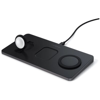 Ładowarka indukcyjna SATECHI 3w1 Trio Czarny Qi MagSafe