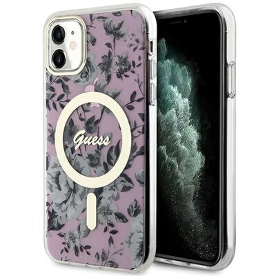 Zdjęcia - Etui GUESS   Flower MagSafe do Apple iPhone 11/Xr Różowy GUHMN61HCFWSP 