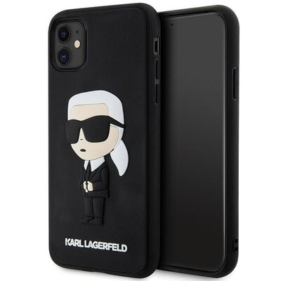 Etui KARL LAGERFELD Rubber Ikonik do Apple iPhone 11/Xr Czarny