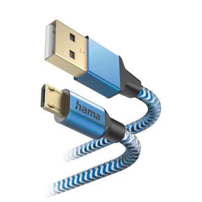 Фото - Зарядний пристрій Hama Kabel USB - Micro USB  201555 Reflected 1.5 m Niebieski 