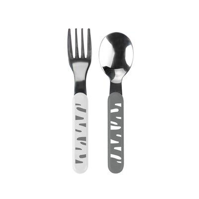 Zestaw sztućców BABYONO 1065/01 (2 elementy) Szaro-biały