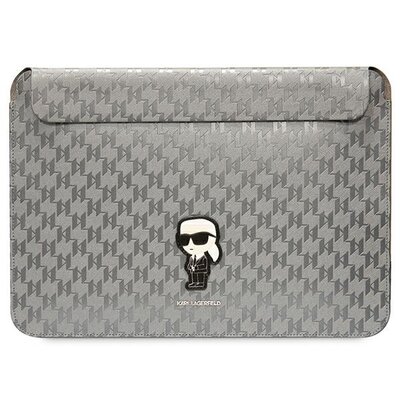 Torba na tablet KARL LAGERFELD Saffiano Monogram Ikonik 14 Srebrny
