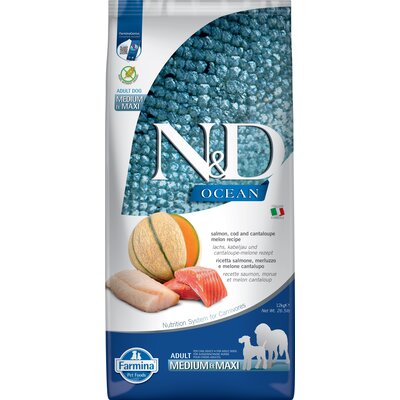 Karma dla psa FARMINA N&D Ocean Łosoś z dorszem i melonem Adult Medium & Maxi 12 kg