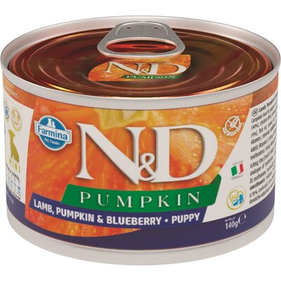 Karma dla psa FARMINA N&D Pumpkin Jagnięcina z dynią i borówką Mini Puppy 140 g