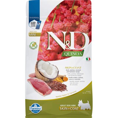 Karma dla psa FARMINA N&D Quinoa Kaczka z kokosem i kurkumą Adult Mini 800 gr