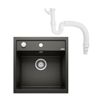 Zlewozmywak BLANCO Dalago 5 525871 Czarny + Syfon do zlewozmywaków BLANCO 137262 Biały