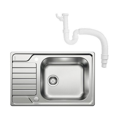 Zlewozmywak BLANCO Dinas XL 6 S Compact 525120 Stal szczotkowana + Syfon do zlewozmywaków BLANCO 137262 Biały