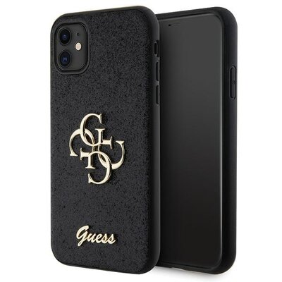 Etui GUESS Glitter Script Big 4G do Apple iPhone 11/Xr Czarny