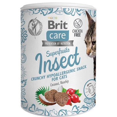 Przysmak dla kota BRIT CARE Superfruits Owady z olejem kokosowym i owocami dzikiej róży 100 g