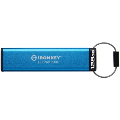 Pendrive KINGSTON IronKey Keypad 200C 128GB, USB-C, Oczyt 280 Mb/s, Zapis 200 Mb/s Niebieski
