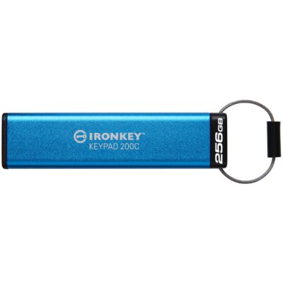 Pendrive KINGSTON IronKey Keypad 200C 256GB, USB-C, Odczyt 280 Mb/s, Zapis 200 Mb/s Niebieski
