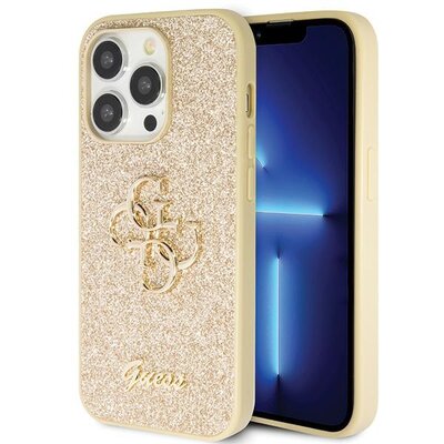Etui GUESS Glitter Script do Apple iPhone 14 Pro Złoty
