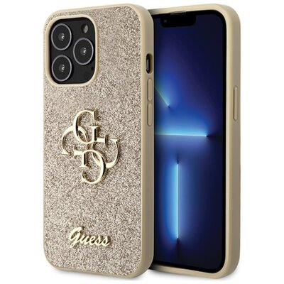 Etui GUESS Glitter Script Big 4G do Apple iPhone 13 Pro Max Złoty