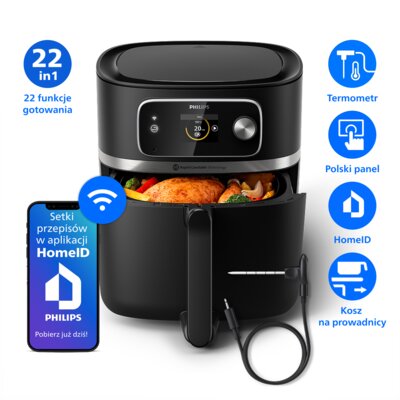 Air Fryer Frytkownica beztłuszczowa PHILIPS Ovi Smart 2.0 XXL HD9880/90 8.3l Wi-FI ponad 1000 darmowych przepisów