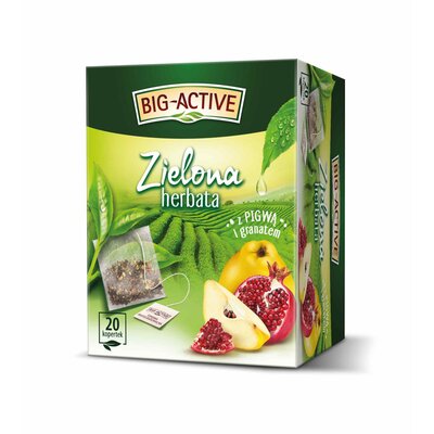 Herbata BIG ACTIVE Zielona z pigwą i granatem (20 sztuk)