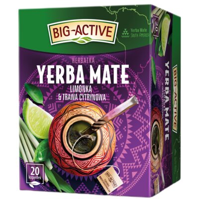 Herbata Yerba Mate w saszetkach BIG ACTIVE Limonka & Trawa cytrynowa (20 sztuk)