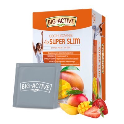 Herbata ziołowo-owocowa w saszetkach BIG ACTIVE 4x Super Slim Odchudzanie Truskawka i mango (20 sztuk)