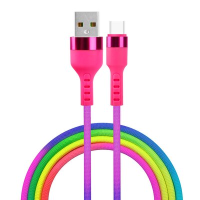 Kabel USB - USB-C SETTY KNA-C-1.22.113 1.2 m Tęczowy