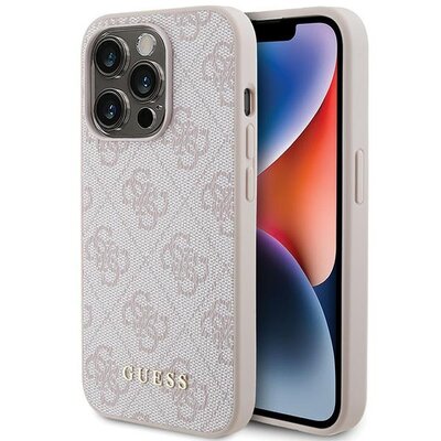 Etui GUESS 4G Metal Gold Logo do Apple iPhone 15 Pro Różowy