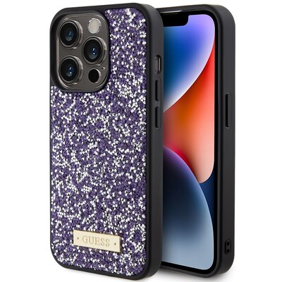 Etui GUESS Rhinestone Metal Logo do Apple iPhone 15 Pro Różowy