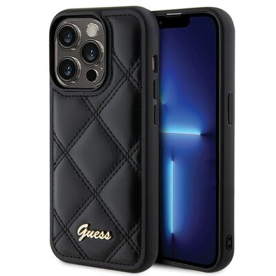 Etui GUESS Quilted Metal Logo do Apple iPhone 15 Pro Czarny
