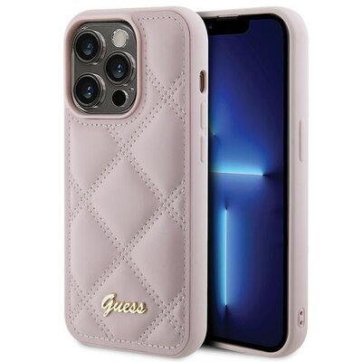 Etui GUESS Quilted Metal Logo do Apple iPhone 15 Pro Max Różowy