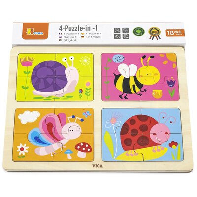 Puzzle VIGA Na podkładce: Owady 50189 (16 elementów)