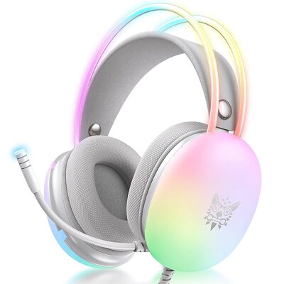 Słuchawki ONIKUMA X25 Nauszne RGB Biało-szary