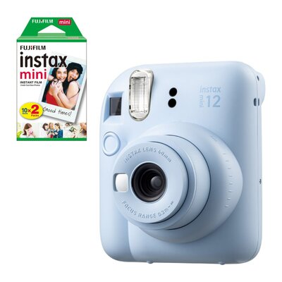 Aparat FUJIFILM Instax Mini 12 Niebieski + Wkład do aparatu FUJIFILM Instax Mini Glossy 20 arkuszy
