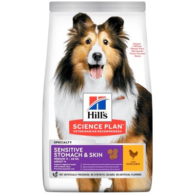 Фото - Корм для собак Hills Karma dla psa HILL'S Science Plan Adult Sensitive Stomach & Skin Kurczak 2 