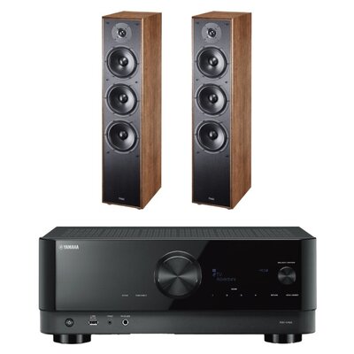 Amplituner Kina Domowego Yamaha MusicCast RX-V4A Czarny + Kolumny głośnikowe MAGNAT Monitor S70 Brązowy (2 szt.)