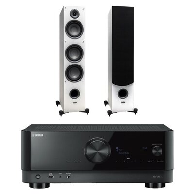 Amplituner Kina Domowego Yamaha MusicCast RX-V4A Czarny + Kolumny głośnikowe TAGA HARMONY TAV-607F Biały (2 szt.)