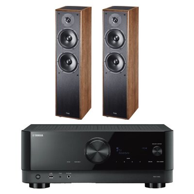 Amplituner Kina Domowego Yamaha MusicCast RX-V4A Czarny + Kolumny głośnikowe MAGNAT Monitor S80 ATM Brązowy (2 szt.)