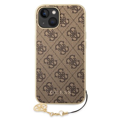 Etui GUESS 4G Charms Collection do Apple iPhone 15 Plus Brązowy