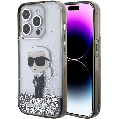Etui KARL LAGERFELD Liquid Glitter Ikonik do Apple iPhone 15 Pro Przezroczysty
