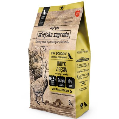 Karma dla psa WIEJSKA ZAGRODA Indyk z gęsią M 9 kg
