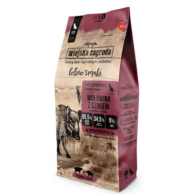 Karma dla psa WIEJSKA ZAGRODA Wołowina z dzikiem L 20 kg