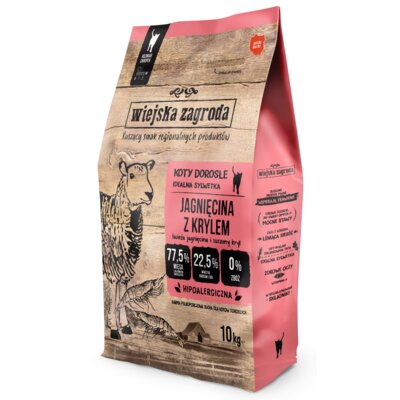 Karma dla kota WIEJSKA ZAGRODA Jagnięcina z krylem 10 kg