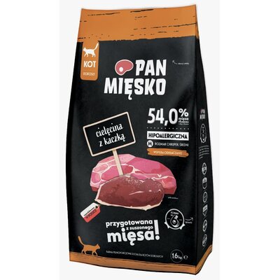Karma dla kota PAN MIĘSKO Cielęcina z kaczką M 1.6 kg