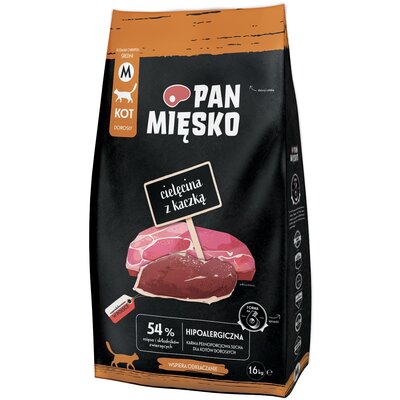 Karma dla kota PAN MIĘSKO Cielęcina z kaczką M 1.6 kg